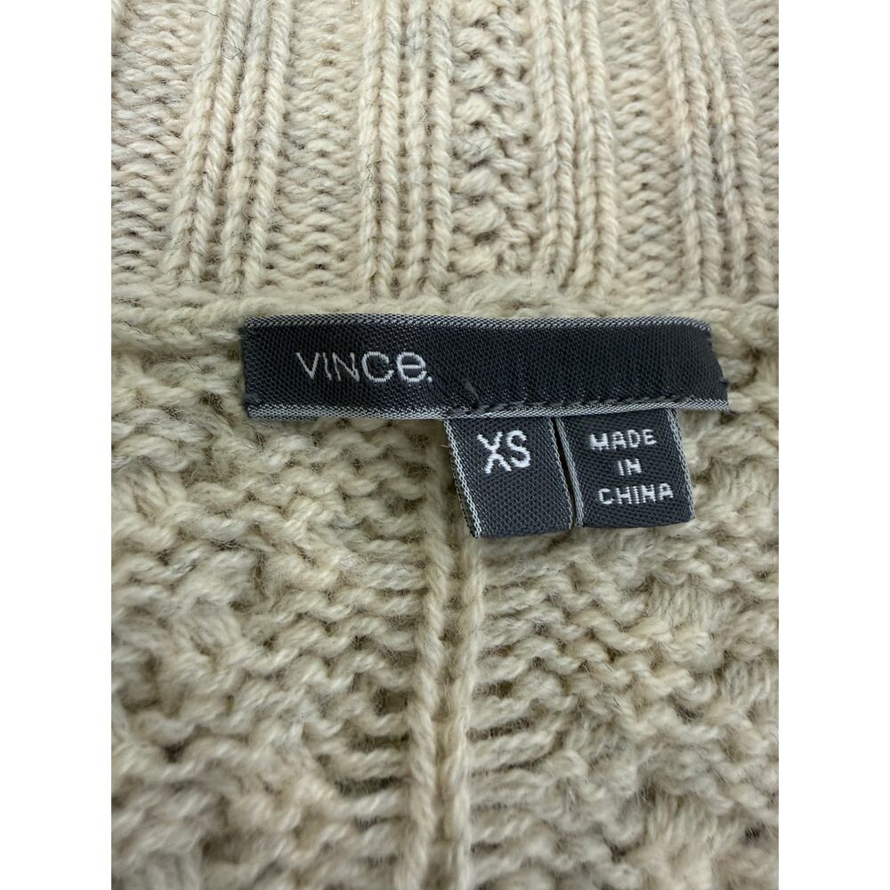 Vince Natural Fiber Open Cardigan Neutral Yak Wool Chunky Knit XS Quiet Luxury - Picture 4 of 9